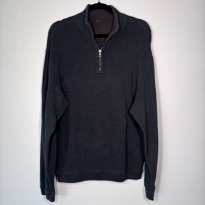 CREMIEUX Men's Large Dark Gray Pullover Quarter Zip Casual Dress Sweater Cotton